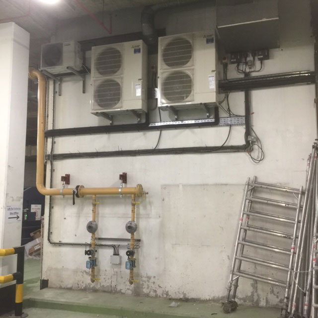 close up of air con units installed