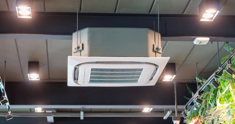 ceiling air conditioning unit in commercial space