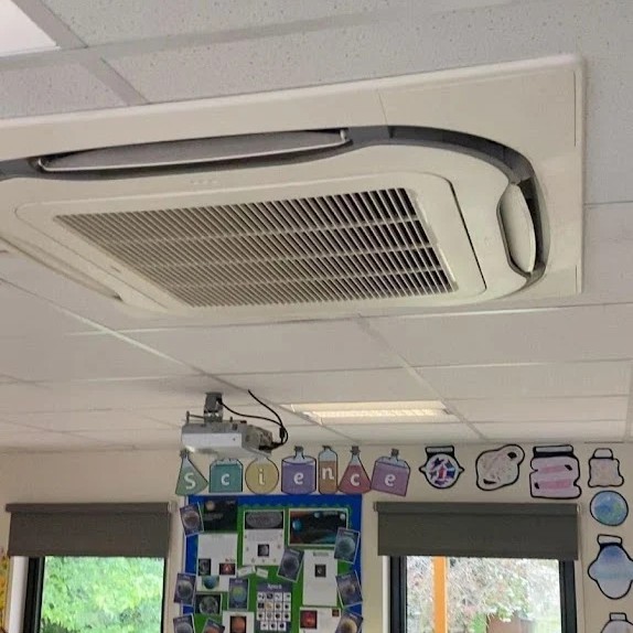 ceiling casette air conditioner in school