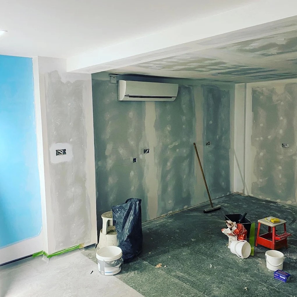 wall mounted air conditioner installed in house during interior renovation